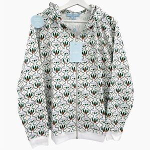 Hill House The All-Gender Teddy Zip-Up Hoodie in White Ski Chalet NWT Large